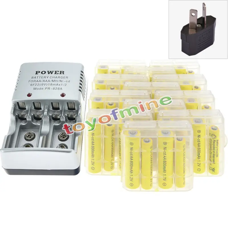 24x AA Ni-cd 2800mAh+ 24x AAA 1800mAh Ni-MH 1,2 V аккумуляторная батарея+ 12 шт. чехол для аккумулятора+ 1 шт. зарядное устройство