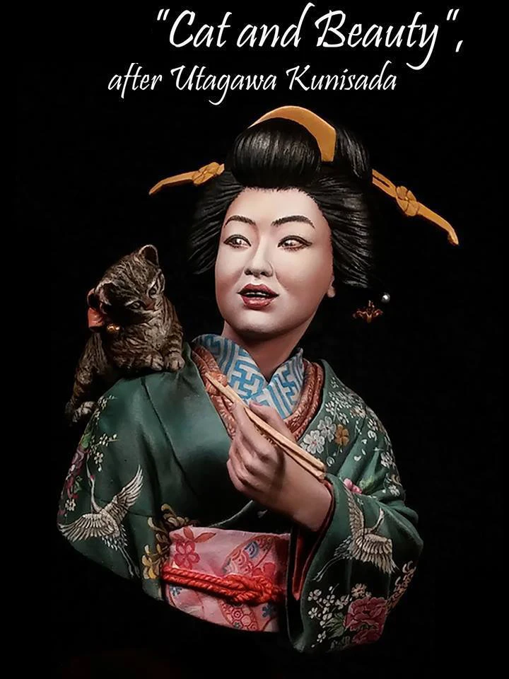 Unpainted Kit 1/10 Cat and Beauty japan woman figure Historical Uncolor
