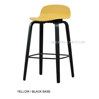 Yellow Black Современный классический Модный популярный Лофт деревянный дизайн твердый деревянный Роскошный кухонный зал мягкий цветной барный стул 1 шт - Цвет: Yellow Black