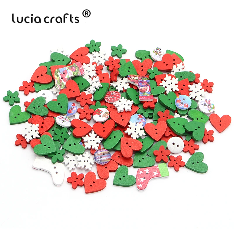 Lucia crafts 50 шт 15-25 мм смешанные стили деревянные пуговицы для рождественские вечерние украшения для самостоятельного пошива одежды аксессуары ручной работы E0607