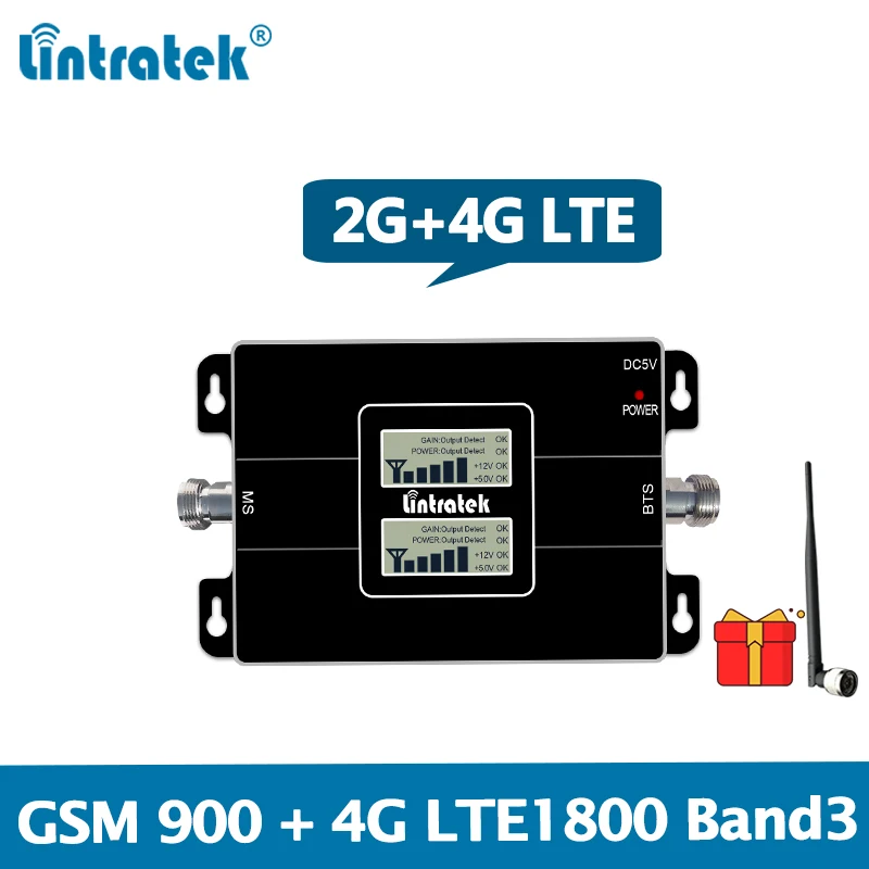 

Lintratek 4G LTE 1800 Signal Repeater GSM 900 Mobile Phone Booster 2G 4G 65dB Dual Band Signal Booster GSM 4G Band 3 Amplifier 5