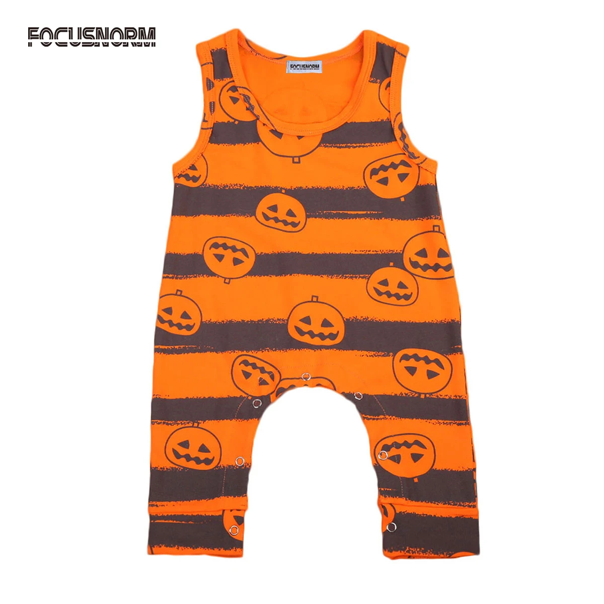 Halloween Toddler Baby Boy Girl Romper Sleeveless Striped Orange