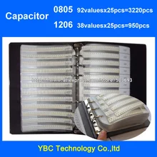 0805 SMD конденсатор 92valuesx25шт = 3220 шт+ 1206 38valuesx25шт = 950 шт образец книги