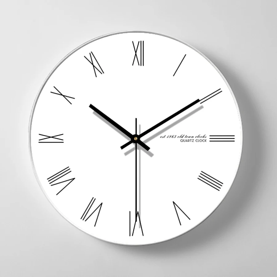 Американские бесшумные настенные часы для спальни современный дизайн креативные белые настенные часы для кухни короткие цифровые настенные часы для гостиной C6T043