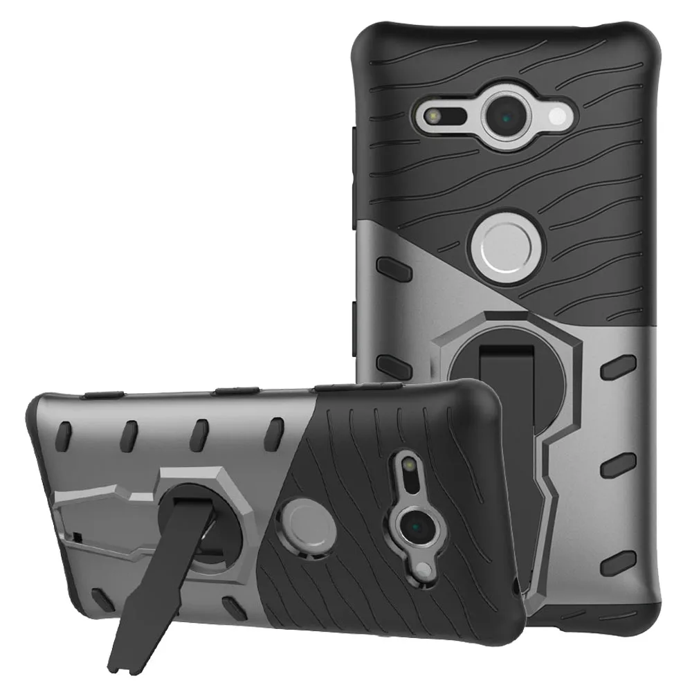 

For Sony Xperia XZ2 Compact H8314 H8324 Dual Layer Hybrid Rugged Case With Rotate Kickstand Anti Shock/Scratch/Dust Back Cover