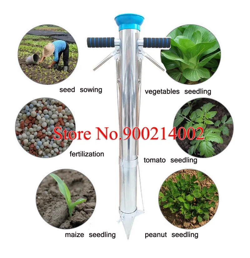 

Double Handle Seedling Planter Vegetable Young Plant Hand-Held Seedling Transplanting Tool Manual Garden Seeder Transplanter
