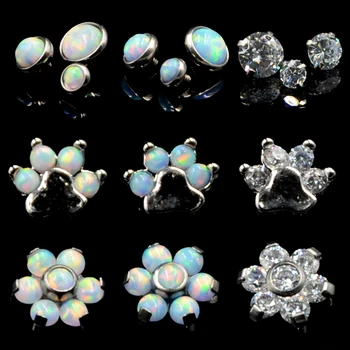 

Sowlove-3 Pieces Surgical Steel Lip Ring Earring Opal Zircon Threaded Labret Stud Ear Tragus Cartilage Body Piercing Jewelry 16G