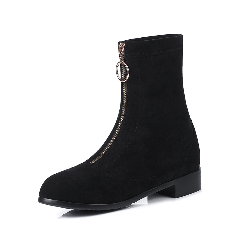 Hiver mollet Bout Rond Garder Mi Flock Femmes L6f1 Zipper Superstar Med De Krazing Mode Au Bottes Noir Chaussures Pot Chaud Concis Talons 2018 TKc3Jl1F