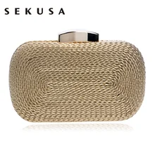 Fashion Women Messenger Bags Knitted Style Vintage Metal Day Clutches Small Purse Evening Bags For Wedding xiyuan brand fashion women silver messenger bags vintage metal gold day clutches small purse evening bags for wedding party bag