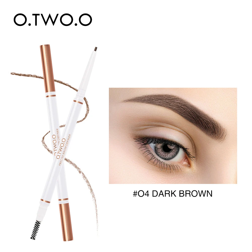 O. TWO. O, карандаш для бровей с двойной головкой, водостойкий, натуральный, для бровей, стойкий, коричневый цвет, инструмент для макияжа глаз, косметическая кисть для бровей - Цвет: 04