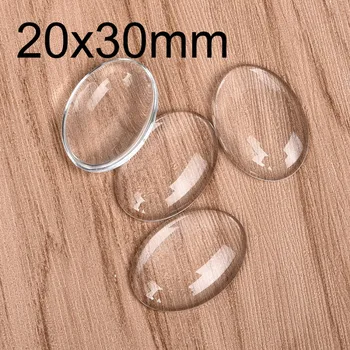 

20pcs/lot 20x30mm Oval Cabochons Transparent Glass Clear Flat Back for DIY Pendant Findings Jewelry Making Handmade Accessories