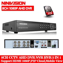 Домашняя CCTV DVR 8-канальный ONVIF ip-камера рекордер H.264 P2P AHD DVR для 1080P AHD камеры ip сети Гибридный HDMI 1080P cctv рекордер