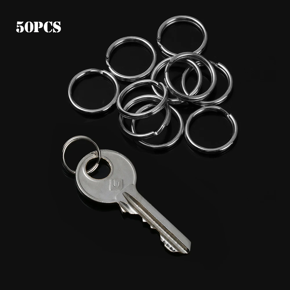 

50PCs/lot 15mm Stainless Steel Silver Keychain Split Metal Key Holder Key Ring Clasps Loop Hoop Connector Keyfob Accessories