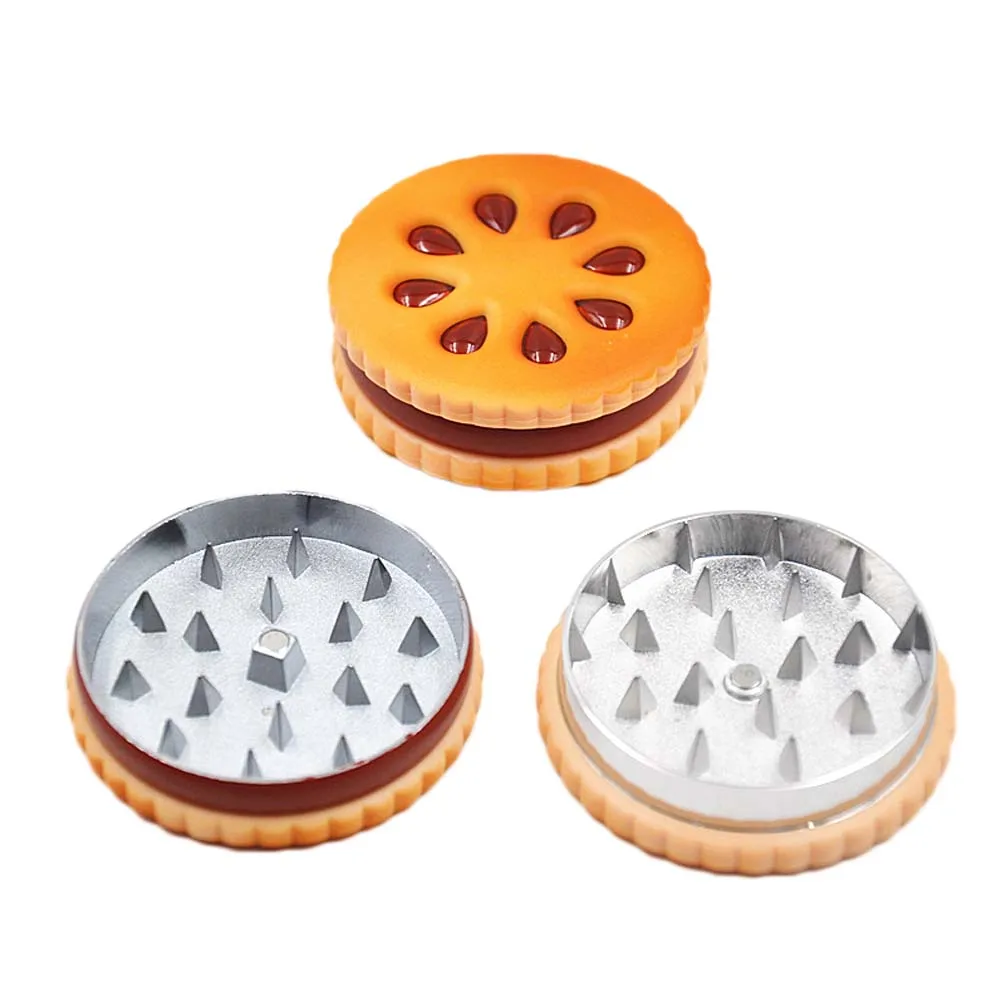 Cookies Shape Zinc Alloy Herb Grinder 57*19mm Herb Spice Grass Weed