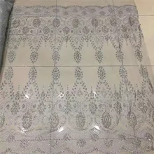 H-193272 Серебряный Цвет Сексуальная ручная печать склеенная блестящая Тюлевая ткань кружевная ткань для свадьбы/вечернего платья