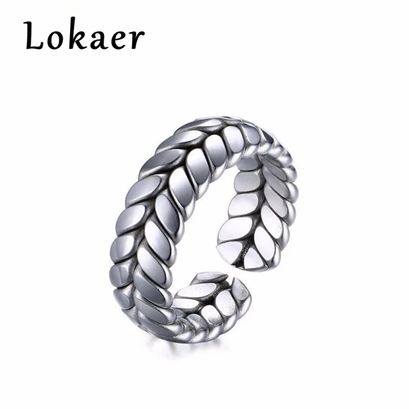 

Lokaer Fashion Simple Opening Rings Women's White Gold Color Rings With Wheat Shaped High Polished Surgical Steel Punk Rings