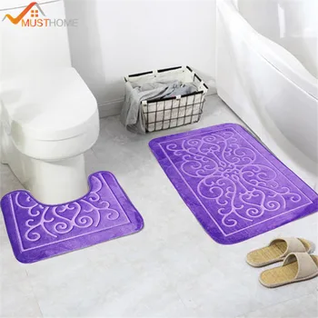 

2PCS 3D Pattern Bath Mats and Toilet Set Non Slip Bathroom Mat/Rug20
