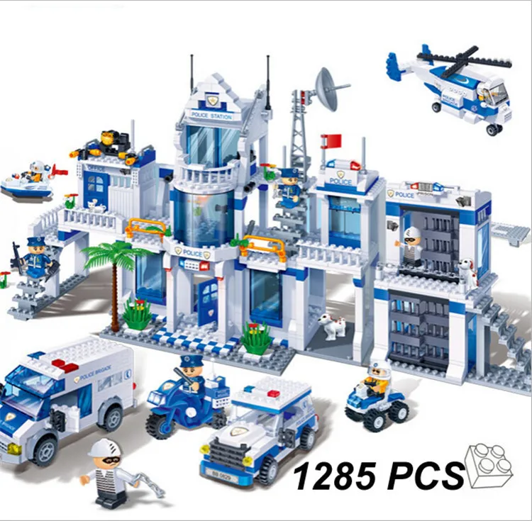 

Model building kits compatible with lego City Extra Large Police Station 3D blocks Educational model building toys 8353