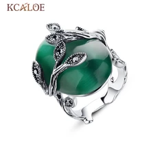 China Bisuteria de Plata Esterlina de Joyería de La Vendimia de Cristal Austriaco Retro Ágata Jade Grandes Anillos Para Las Mujeres Anillo De Piedra Natura