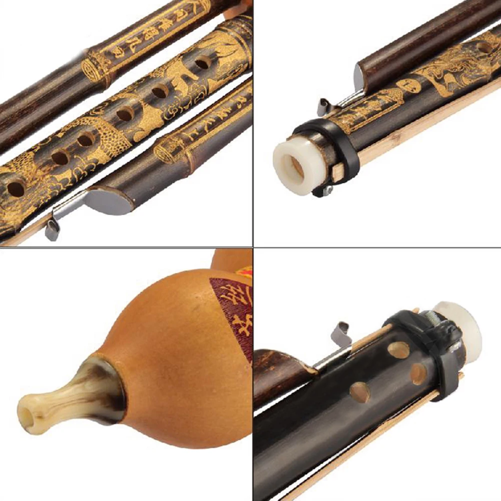 Китайский Хулуси 3 октавы черный бамбук Тыква кукурбит флейта C/Bb ключ Юньнань этнический инструмент с подарочной коробкой