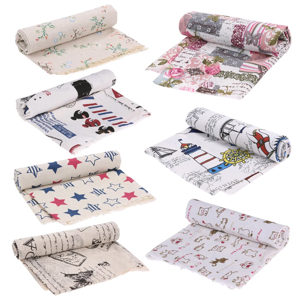 

Handwork Sewing DIY Cloth Cartoon Vintage Printing Pattern Natural Cotton Linen Fabric Patchwork