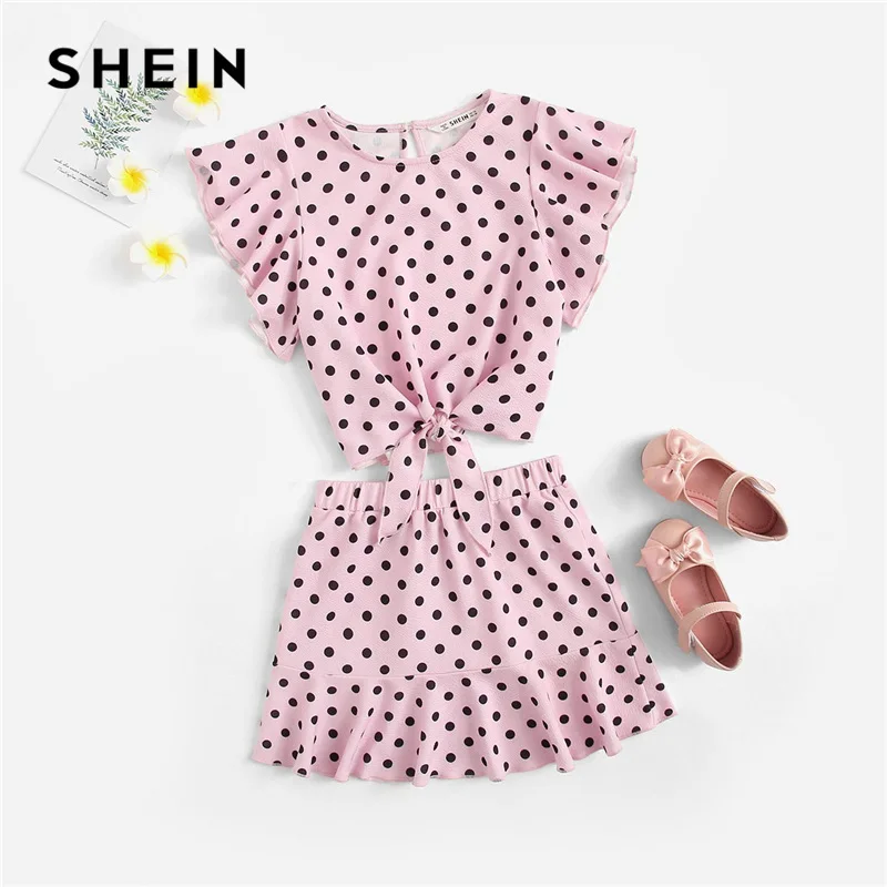 polka dot flutter sleeve top