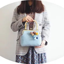 Angelatarch, Классическая шерстяная Женская винтажная клетчатая сумка на ремешке с кисточками, Бамбуковая оправа, антикварная ретро сумка через плечо