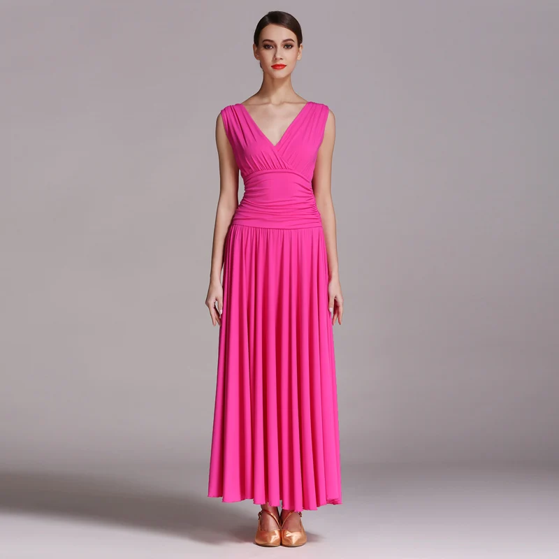 Бальное стандартное танцевальное платье, женское платье для вальса, костюм для соревнований, профессиональный бальный танец, платье для выступлений, B-6050 - Цвет: Rose