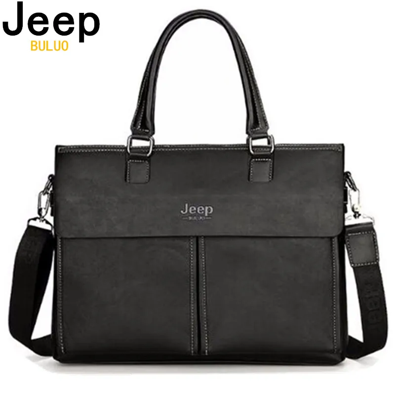 Мужской портфель s Jeep большой бренд деловая разрезная кожаная сумка для 14 дюймов