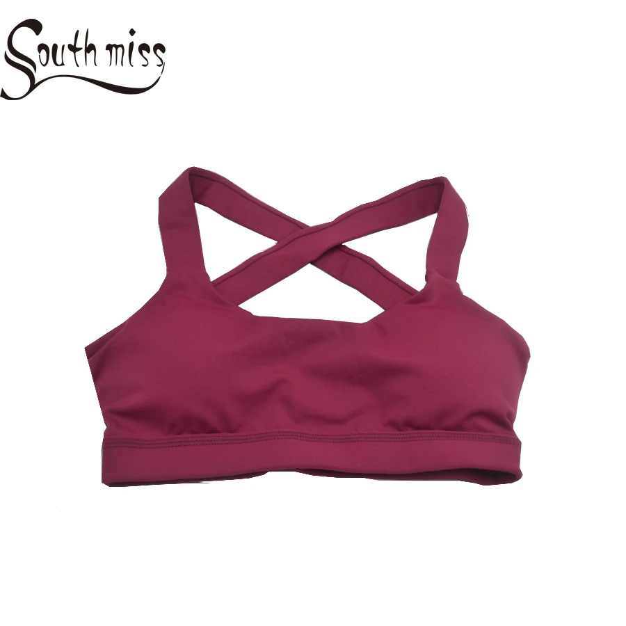 2018 Female Yoga Bra Woman Sports Push Up Active Wear Tops For Women Gym Red Wine Brassiere Sport Criss Cross Crop Top | Спорт и