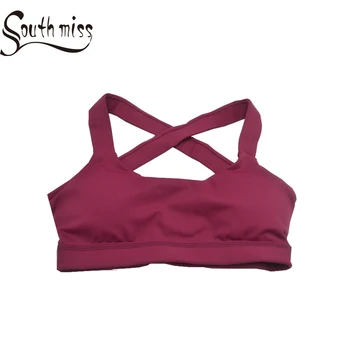 

2018 Female Yoga Bra Woman Sports Bra Push Up Active Wear Tops For Women Gym Red Wine Brassiere Sport Bra Criss Cross Crop Top