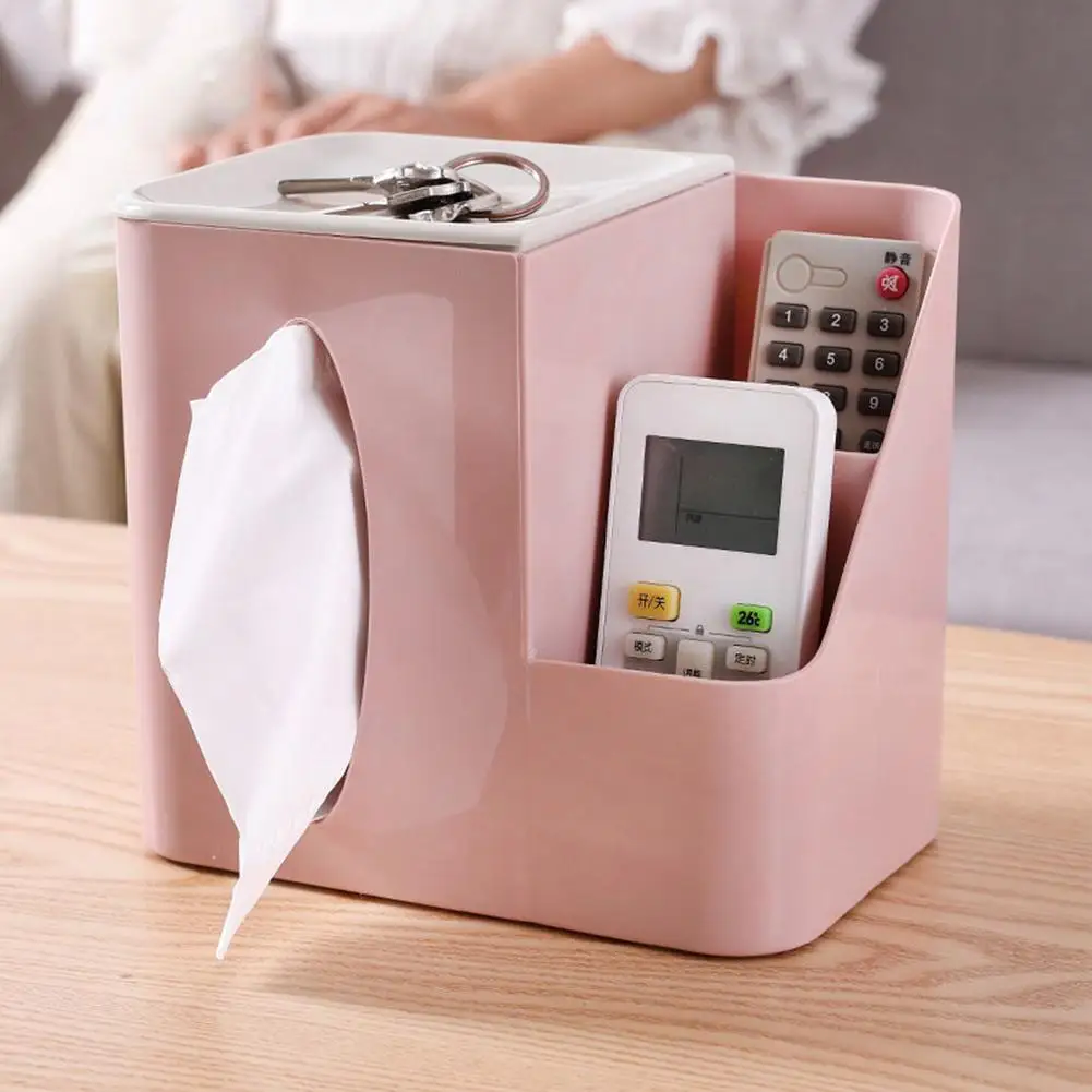 

45# Multifunctional Home Office Tissue Box with 2 Slots Paper Storage Case Holder Sundries Organizer Container Tissue Box