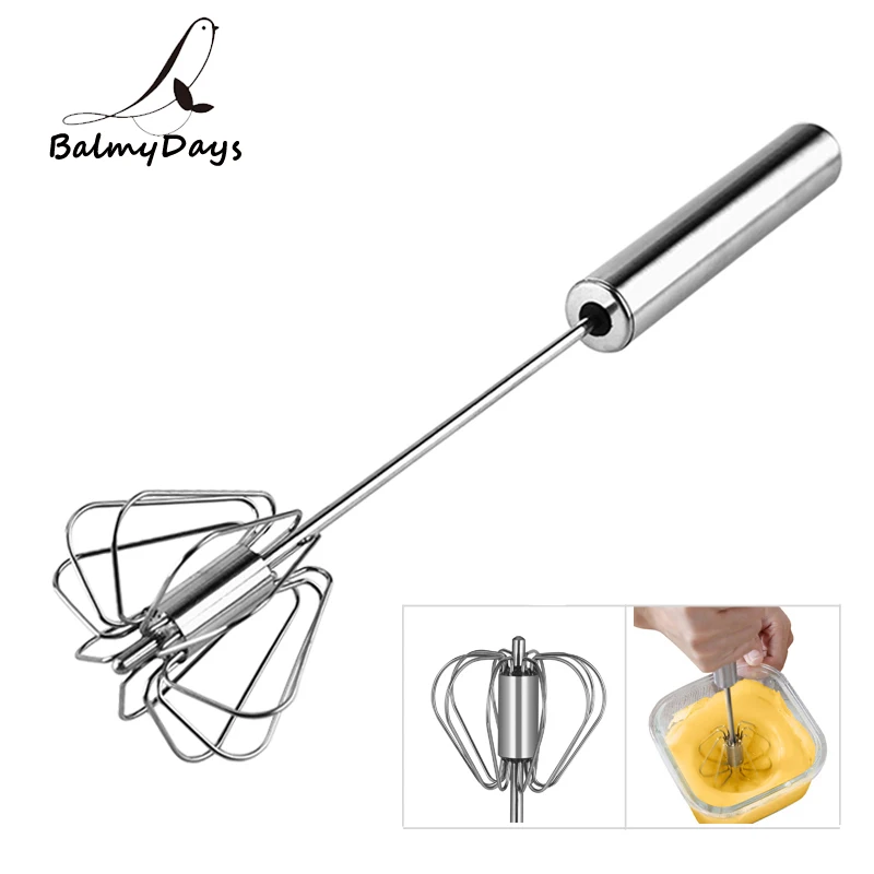 

Manual Egg Beater Self Turning Egg Mixer Stainless Steel Egg Whisk Semi-automatic Whisk Mixer for Cream Baking Egg Cooking Tools