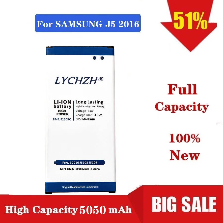 

Original For Samsung Spare Phone Battery EB-BJ510CBE 5050mAh For Galaxy J5 2016 Edition J510 J510FN J510F J510G J510Y J510M