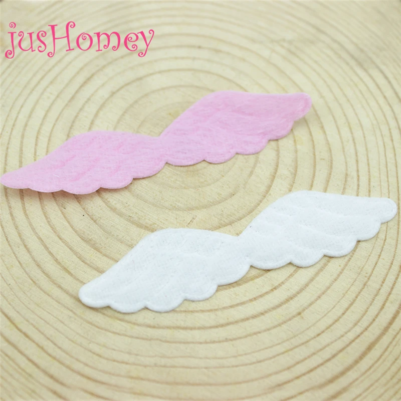 50PCS Flocking Fabric Angel Wing Patches 2.75" Embossed Fabric Angel
