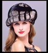 HM001 женские зимние шапки из натуральной норки шляпа российских женщин зимние теплые меховые бейсболка - Цвет: black stripe