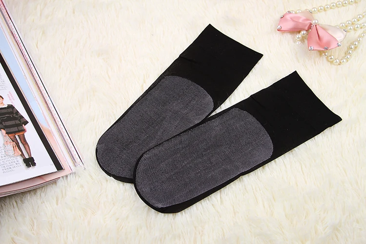 FENNASI 3 пары Женские Лоскутные прозрачные носки короткие нейлоновые носки Забавные милые носки с принтом корейский стиль женские черные