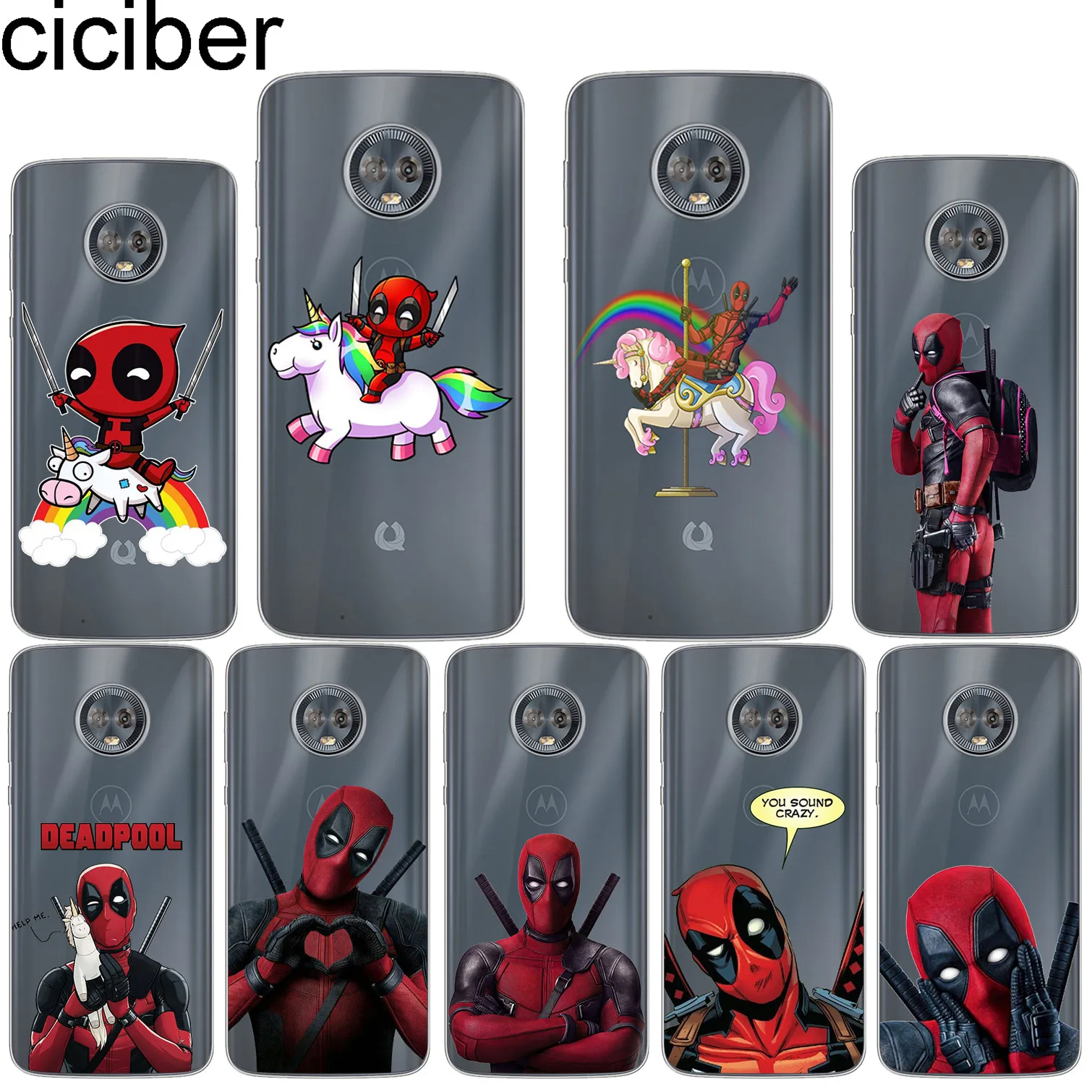 

ciciber for Motorola Moto C Z2 Z3 ONE P30 G4 G5 G5S G6 E3 E4 E5 Play Plus Power M X4 Soft silicone TPU Deadpool Cute Phone Cases