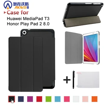 

For Huawei MediaPad T3 8.0 KOB-L09 KOB-W09 Silk Grain PU Leather Folding Folio Case 8 inch Tablet PC Cover