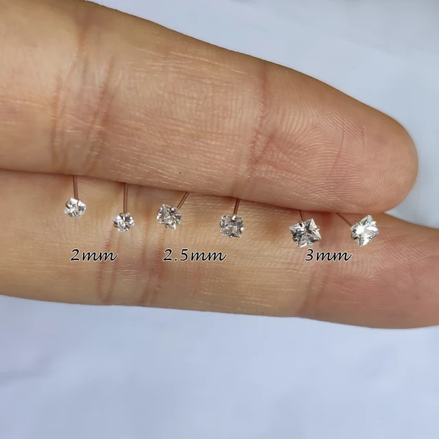 REAL SOLID 925 Silver 3MM CUBIC ZIRCONIA STAR NOSE STUD PIN BONE RING $68.95