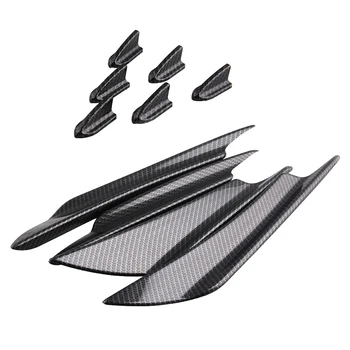 

Jdm Car Sticker Universal 4pcs Front Bumper Lip+6pcs Roof Shark Fins Spoiler Fit Black/Carton Fiber Splitter Wing Body Canards
