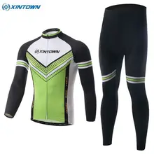 Xintown Для мужчин Ropa Ciclismo с длинным рукавом Велоспорт Джерси Открытый подходит велосипед Костюмы зеленый Спортивная одежда Топы корректирующие комбинезон S-4XL