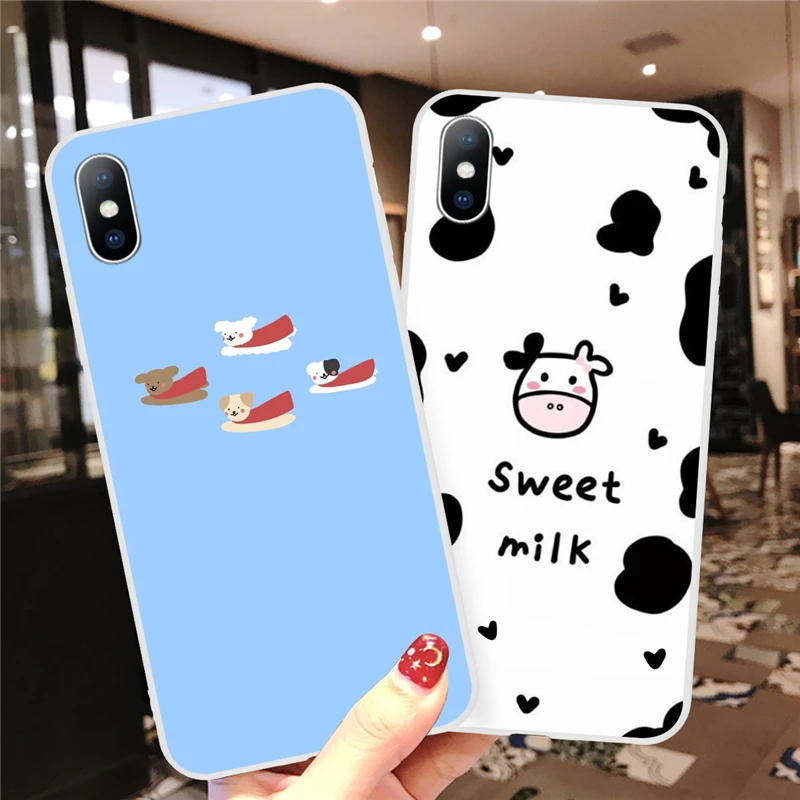 

Lovely Cartoon Matte Phone Case For iPhone XS Max XR Candy Solid Color Full Cover Soft TPU Letter Love Couples Cases 7 6s 8 Plus