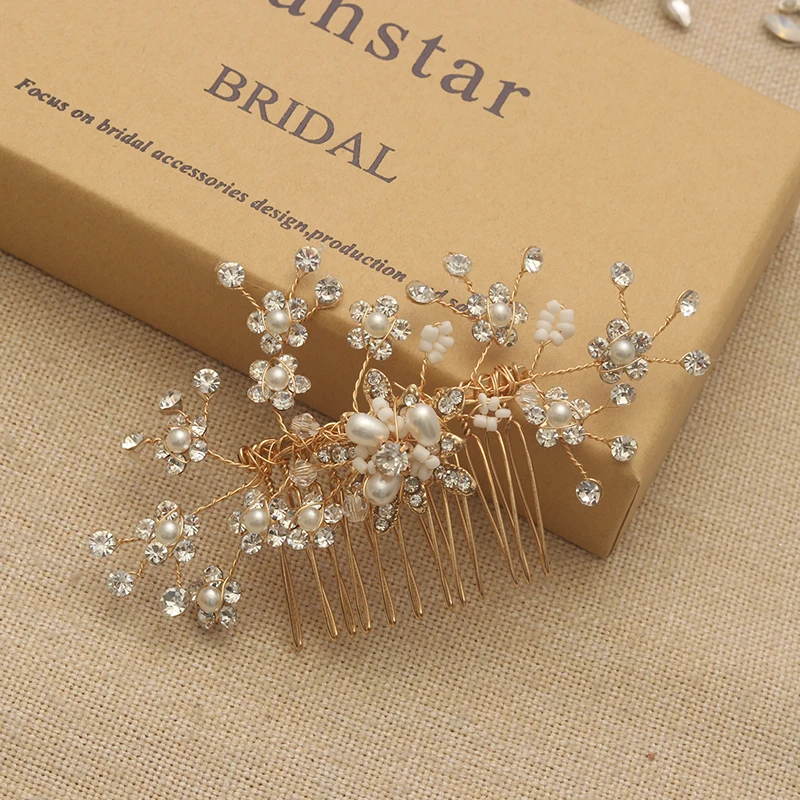 MissDress Hair Clip Handmade Wedding Hair Pin Gold Bridal Hair Bridal