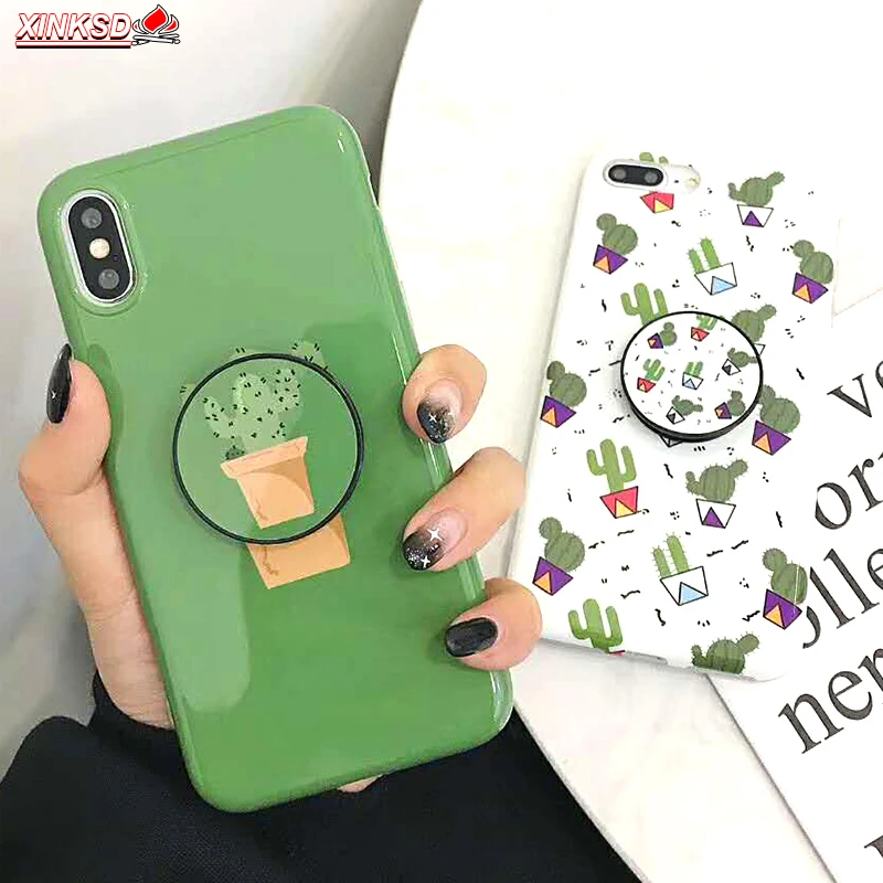 

Glossy Marble Art Cactus Case For iphone 11 Pro XS Max X XRCase For iphone 7 8 Plus 6 6S Back Cover Fashion IMD Cases Retro Capa