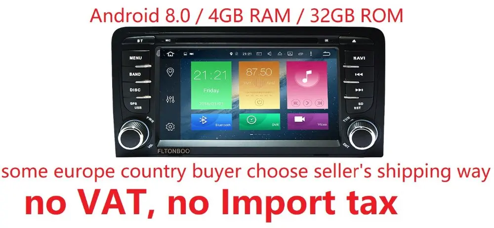 

7 inch 2din 4GB RAM 32GB ROM px5 android 8.0 car gps navigation for Audi A3 2003 - 2012,wifi,free 8g copy map,steering wheel,