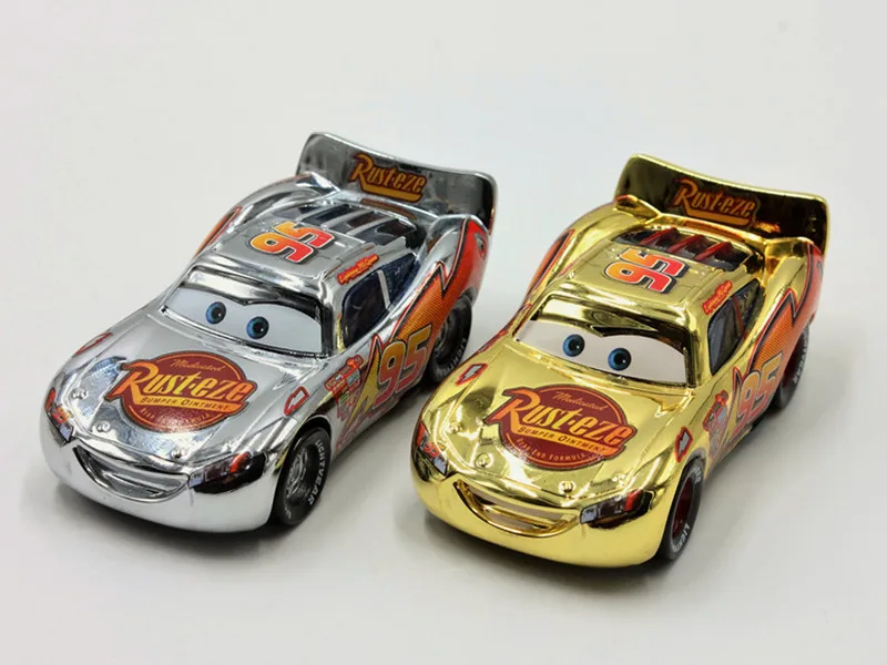 Disney Pixar Cars 3 шт./лот покрытие золото серебро Молния Маккуин 1:55 Масштаб литья под давлением металлический сплав модель автомобиля милые игрушки для детей - Цвет: 2Pcs lot