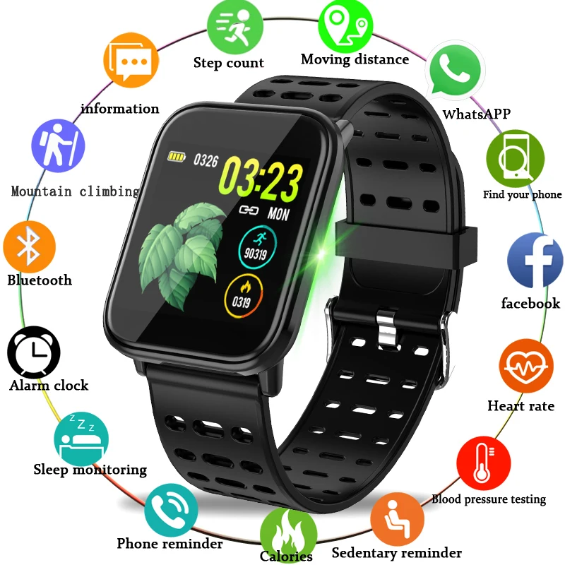 

2019 New Full Screen Touch Smart Bracelet Heart Rate Blood Pressure Sport Fitness Tracker Pedometer Smart Band For Android IOS