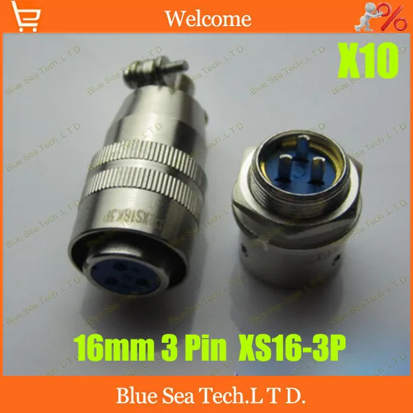 

Free Shipping 10 sets=20pcs 3 Pin 16mm Male & Female mic circular connector kit XS16-3P Socket+Plug,Aviation plug interface