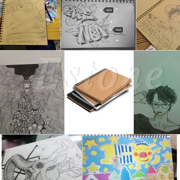 

Retro Spiral Bound Coil Sketch Book Blank Paper Kraft Sketching Paper New